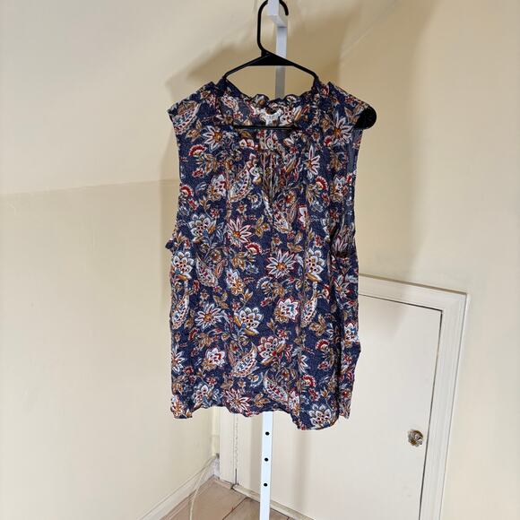 Workshop NWT Women's Viscose Blend Blue Multi Floral Sleeveless Blouse Size 2X - Picture 1 of 7
